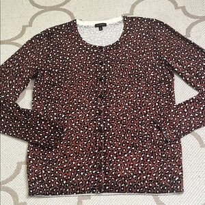 Talbots Brown and Black Leopard Print Cardigan